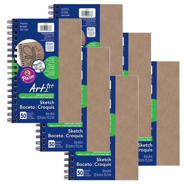 Ucreate Art1st Sketch Diary, Natural Chipboard Cover, 9 x 6, PK6 P4776 - main